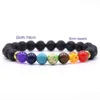 7 Chakra Natural Lava Pedra Beads Braceletes Difusor Difusor Difusor Charms Pulseira de Ioga para Homens Mulheres Jóias
