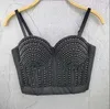 Femmes Mode Perles Perles Camisole Sans Manches Sexy Bustier Vêtements Push Up Night Club Bralette Crop Tops L542 210527