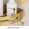 Tuqiu Corner Shelf Wall Mounted Bathroom Brushed Gold Aluminum Shower Shampoo Holder shelf 211112