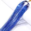 90cm długość Sparkle Shiny Hair Tinsel Rainbow Silk Hair Extensions Dazzles Women Hippie do plecionego nakrycia głowy