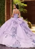 2021 Sparkle Lantejoula Lavender Quinceanera Vestidos De Bola Duplas Duplas Com Mangas Destacáveis ​​Plus Size formal Prom vestido de noite para doce 15 menina