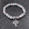 Bracelet Chakras en forme de pommier, perles en pierre blanche et rose, pour femmes et hommes, amoureux de l'énergie, bouddha, bijoux cadeau de noël
