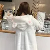 Women's Fur Women's & Faux Japanese Kawaii Lolita Teddy Ears Hooded Soft Girl Jacket Artificial Warm Autumn Winter Girls Wool Coats