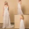 Bohemian A Line Full Lace Wedding Dresses Bridal Gowns Deep V Neck Sweep Train Backless Sleeveless Country Style Boho Vestidos De Novia