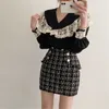 Tops Mujer Blusa de encaje elegante gasa Blusas Retro coreano negro cuello pico primavera camisas Chic Ropa Mujer 19637 210415