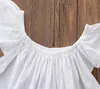 아이들의 옷 세트 여름 어린이 의류 화이트 탑스 깨진 된 구멍 바지 머리띠 3pcs 패션 아이 아기 소녀 정장