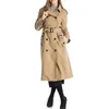 Höst Vinter Kvinnor Trench Coat Casual Solid Chic Double Breasted Overcoats Outwear Sashes Ladies Office Coat Women Long Trench 210416