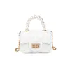 PVC Girls Handbag Mini Jelly Purse Small Children Crossbody Bag Summer Candy Color Pearl Ladies Hand Bags Evening Cluth Bag