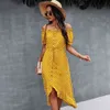 Polka dot volants slip femmes Robe d'été loisirs vacances sans bretelles taille haute robes midi Mode casual femme bpho longue robe 210508