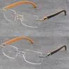 Sprzedaż hurtowa moda niebieskie drewniane metalowe oprawki bez oprawek mężczyzna kobieta kwadratowe optyczne oryginalne 4 kolorowe drewniane okulary 18-karatowe złote oprawki okulary 8200757 luksusowy projektant okularów