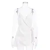 Beyaz Sundress Boho Plaj Tarzı Yaz Kadın Elbise Backless Bandaj Parti Kulübü Mini Elbise Düzensiz Zarif Vestido Feminino 210415