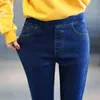 Jeans donna spessa inverno femminile caldo magro vita alta più velluto elastico denim matita pantaloni donna taglia 5xl 211129