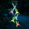 LED Solar Light Waterproof Outdoor Hanging Colorful Hummingbird Bell Wind Chimes Lamp Decor