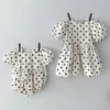 Baby Girls Rompers Одежда Боди Универсат Точка Слованная Рукав Летнее Детское Одиночное Платье 210429