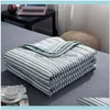 Uppdragssatser Sängkläder Smycken Textil Hem Gardensommar Tvättad Luftkonditionering Quilt Er Soft Andas Quilted Blanket Tunn Stripe P