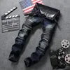Heren jeans Europees Amerikaans Slanke rits vrijetijdskatoen Rechte buis gewassen broek 220302