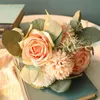 Dekorative Blumen Kränze Rose Löwenzahn künstliche grüne Pflanzen Bouquet falsche Blume für Hochzeit Dekoration Hausgartendekoration