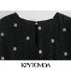 Donna Chic Fashion Patchwork Stampato Mini abito arruffato Manica lunga con fodera Abiti femminili Mujer 210420