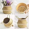 WHISM Seagrass Rattan Woven Flower Basket Foldable Hand-woven Flower Basket Household Storage Basket 210615