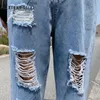 Dżinsy chłopakowe dla kobiet Trudnowane wysokiej talii plus size otwór 5xl harem casual s odzież luźna rozerwana 210708
