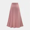 Шифон розовый рюшанный женская длинная юбка с высокой талией Bowtie разделить нерегулярные Maxi юбки женские весной зимняя офисная одежда женская 210412