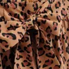 Women Leopard Print Bow Decoration Wide Leg Pants Casual Lady Loose Trousers P1970 210430