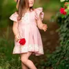 Summer Casual Dress Kids Dresses For Girls Pink Lace Flower Girls Dress Party Wedding Clothing Children Princess Tutu Clothing Q0716