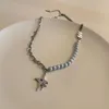 Pendentif Colliers Coréen Titanium Steel Pearl À Quatre Star Star Collier Collier Simple Design Sens Clavicule Chaîne Femelle