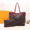 Top quality Big size Fashion Bags 2pcs set women and Small bag Brown flower grid Shoulder Tote handbag ladies lady Messenger purse