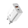 Vit snabb snabb laddning Dual Ports PD 12W 20W EU US AC Home Travel Wall Charger Plugs för iPhone 14 15 iPad HTC Huawei S1