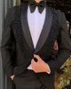 Neue Mode Luxus Perlen Männer Anzüge Prom Party Blazer Kostüm Homme Terno Masculino Bräutigam Tragen Hochzeit 2 Stücke