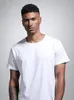 T-shirts pour hommes coton peigné à manches courtes col rond T-shirt blanc couleur unie chemise de fond publicité