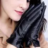 Five Fingers Gloves Solid Color Thickened Warm Mittens Driving Women PU Leather Touch Screen Full 1Pairs Windproof Waterproof1