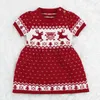 Autumn Winter Wool Knitted Sweater Christmas Deer Dress Girls Dresses Party And Wedding Baby Girl Clothes 210417