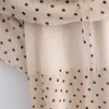 Femmes Polka Dot En Mousseline De Soie Longue Robe De Plage Boho D'été Élégant À Manches Longues Robe De Soirée Midi Robe De Gâteau En Couches Robes De Fiesta 210414