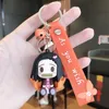 Kimetsu No Yaiba Keychain Man Kamado Nezuko PVC Key Chain Women Cute Couples Keyring Creative Fashion Metal for Pants Porte Clef