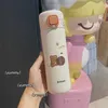 350/450ml Ours Thermos Bouteille Tasse Dessin Animé Mignon Enfants Filles Garçon Rebondissant Bouteille D'eau 304 En Acier Inoxydable Fiole À Vide Tasse 210809