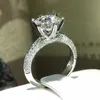 Solitario 1ct Lab Diamond Ring 100% vero argento sterling 925 Fedi nuziali di fidanzamento Anelli per le donne Regalo di gioielli moissanite