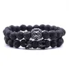 2 stks / set Retro Bead Charm Armbanden Boeddha Paracord Natuursteen Leeuw Mannen Pulseras Hombre Bracciale Uomo Mens Gift Valentijnsdag Kerstmis