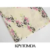 Kppytomoa vrouwen chique mode met piping floral print broek vintage hoge elastische taille zijzakken vrouwelijke broek Mujer 211124