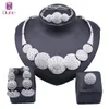 Dubai Bridal Round Crystal Sieraden Sets Nigeriaanse bruiloft Afrikaanse ketting Bracelet Earring ring sieraden set