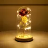 Eternal Rose Flower LED Light Flashing Flowers In Flask Glass Dome Valentine's Day Gift Wedding Decoration Valentines Mariage 210610