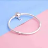 925 Sterling Silver Pan Lås Din Promise Snake Chain Armband Bangle Fit Women Bead Charm DIY Fashion Smycken