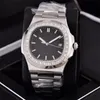 6 kleuren 40 mm nautilus zilveren riem transparante achterkant diamanten ring 5711 1A 40 mm Azi￫ 2813 automatische bewegingsdatum heren Watch275J