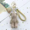 Toppkvalitet Charms Crystal Lovely Violence Bear Keychain Luxury Women Girls Trinets Suspension On Bags Car Key Chain Key Ring Toy358G