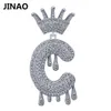 JINAO A-Z Name Crown Drip Letters Necklaces & Pendant Chain For Men Women Gold Silver Color Cubic Zircon Hip Hop Jewelry Gifts X0707