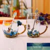 Emaille Coffee Thee Cup Mok 3D Rose Butterfly Glass Cups Bruiloft Gift TT-Beste