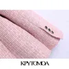 kpytomoaの女性のファッションパッチワークのパッチワークのツイードブレザーコートビンテージ長袖ウェルトポケット女性の上着シックなベス211116