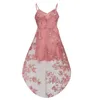 Strap sem mangas v pescoço backless bordado bordado mini vestido assimétrico flor floral sexy d0600 210514