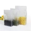 Frosted Stand Up Matte Plastic Zipper Bag Translucent Flat Bottom Pouch Coffee Snack Cookie Packaging Pouches